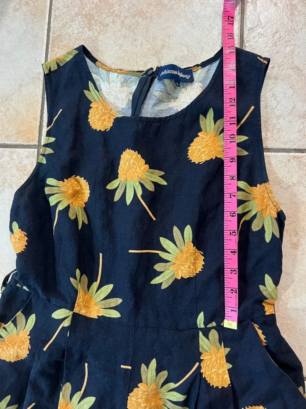 Princess Highway Waratah Print Black Jumpsuit with‎ Orange Protea Floral, Sz 12